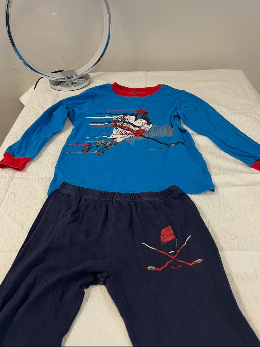 Kirkland Signature Blue and Red Hockey Pajama Set